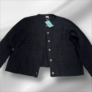 WIHOLL Women’s XL Black Cable Knit Sweater